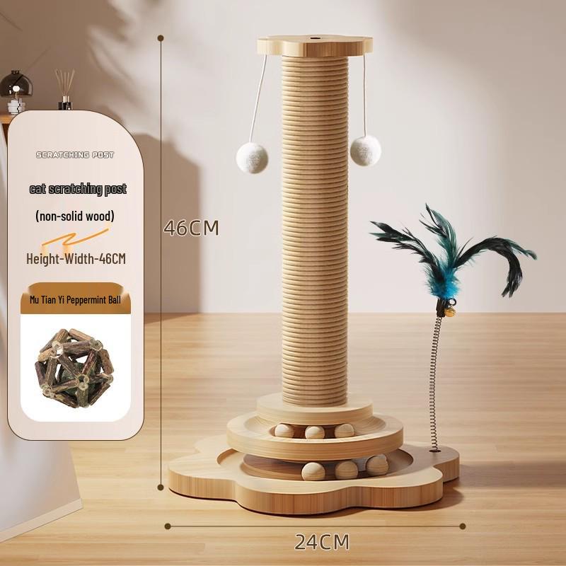 Wear-Resistant Sisal Cat Scratching Board & Teaser Stick - Kitten Toy for Self-Amusement and Boredom Relief.