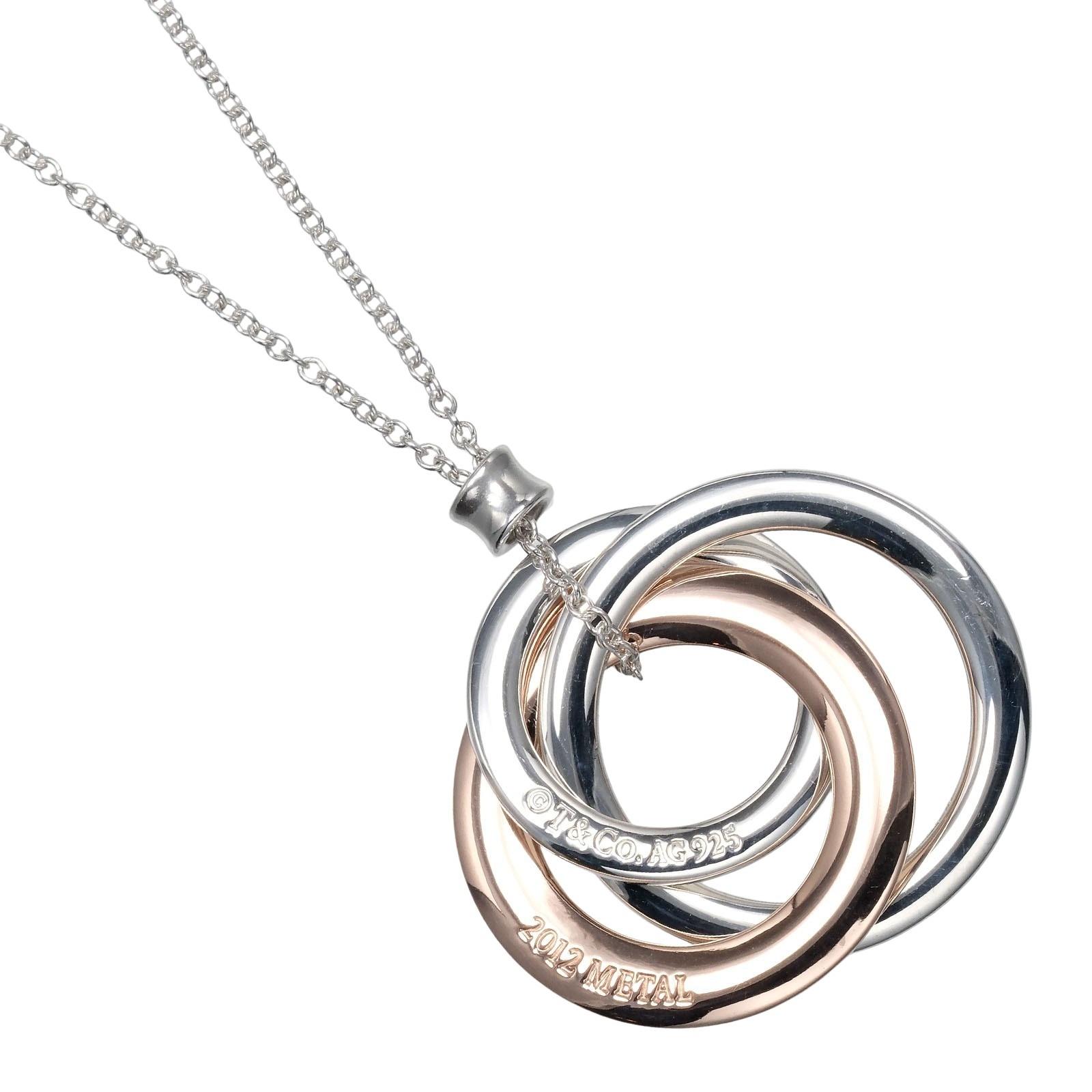 

TIFFANY&Co. 1837 Interlocking Circle Necklace Silver925/Rubedo metal 5.28g Women Used