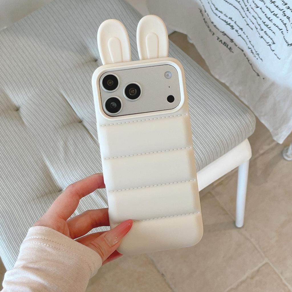 Solid Silicone Jacket with Rabbit Ears for iPhone 17 Pro Max and Apple 16 Pro - Drop-proof Case