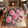 1Pcs Anti Fatigue Kitchen Rugs Blue Pink Roses  Waterproof Non-Slip Thick Cushioned Kitchen Mat Heavy Duty Comfort Standing Mat for Kitchen