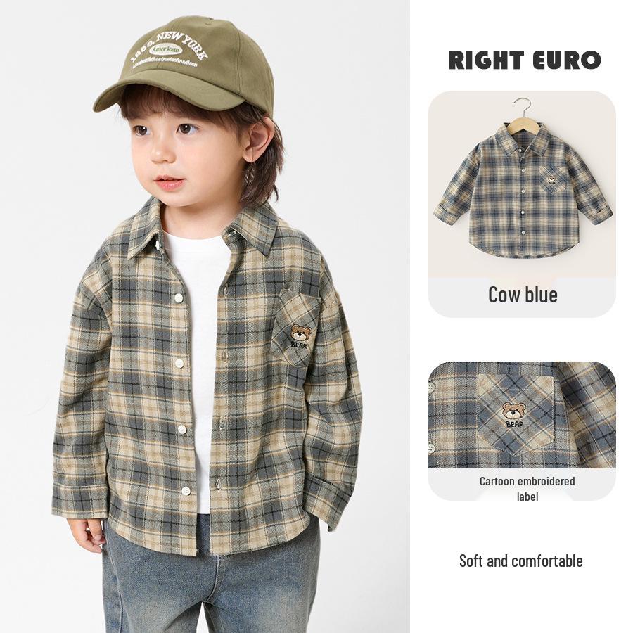 Trendy European Boys' Long Sleeve Casual Shirt - Spring/Autumn Kids' Clothing