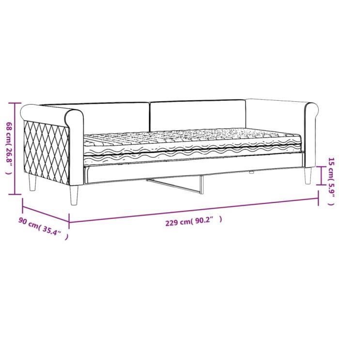 VidaXL Lit de jour avec matelas rose 80x200 cm velours 3197743