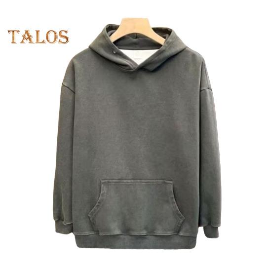 Зимняя толстовка с капюшоном для пары свободный свитер с капюшоном в стиле ретро длинный рукав унисекс эластичные манжеты плотная толстовка с капюшоном на осень и весну M серый 2498₽