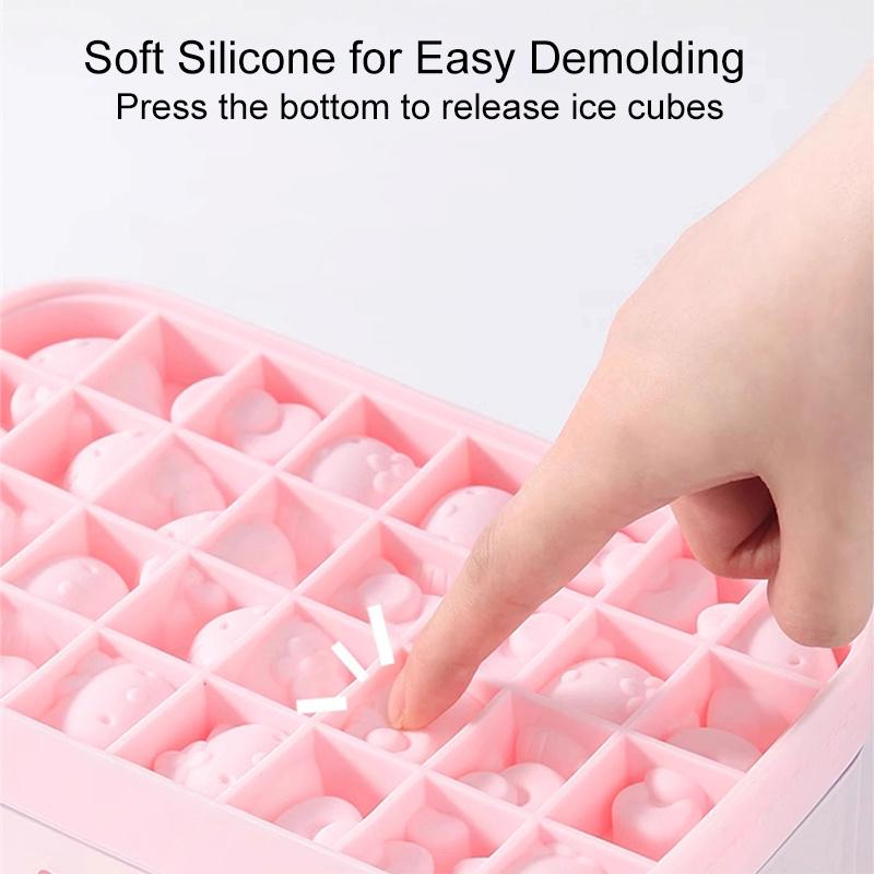 Kitten Kt Press Ice Cube Mold - Cute Cartoon Silicone Ice Tray, Household Ice Making And Storage Box