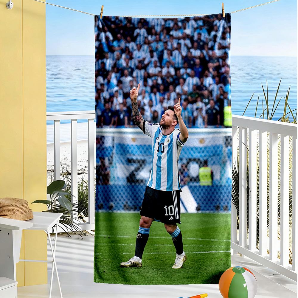Messi Beach Towel Quick-Dry Soft Microfiber Comfortable Lightweight Perfect for Traveling Yoga Camping and Swimming