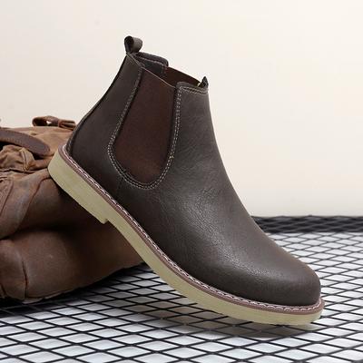 Warmes Plüschfell Winter Herren Chelsea Boots Neue Mode Bequeme Mann Stiefeletten Echtes Leder Gummiband Business Casual Schuhe