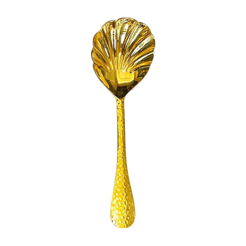 

Ложка из нержавеющей стали в форме ракушки с длинной ручкой, десертная ложка, половник, инструмент, ресторан, крем, Ki F8U0 Golden-1pcs