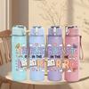 1PC Trust In The Lord Floral Text 750ml Color Plastic Sports Water Bottle Leakproof Flip Straw Lid Suitable for Sports Office Home Use