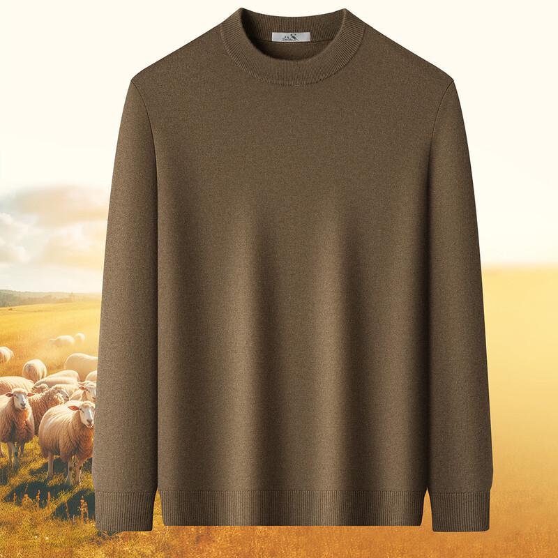 DAISHU Men's 100% Lambswool Round Neck Sweater
