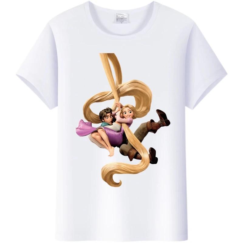 Blusa da Donna Cartone Animato Disney Kawaii Principessa Rapunzel T-shirt Estive Y2k Harajuku Coreane Abbigliamento Oversize Camicie da Ragazza