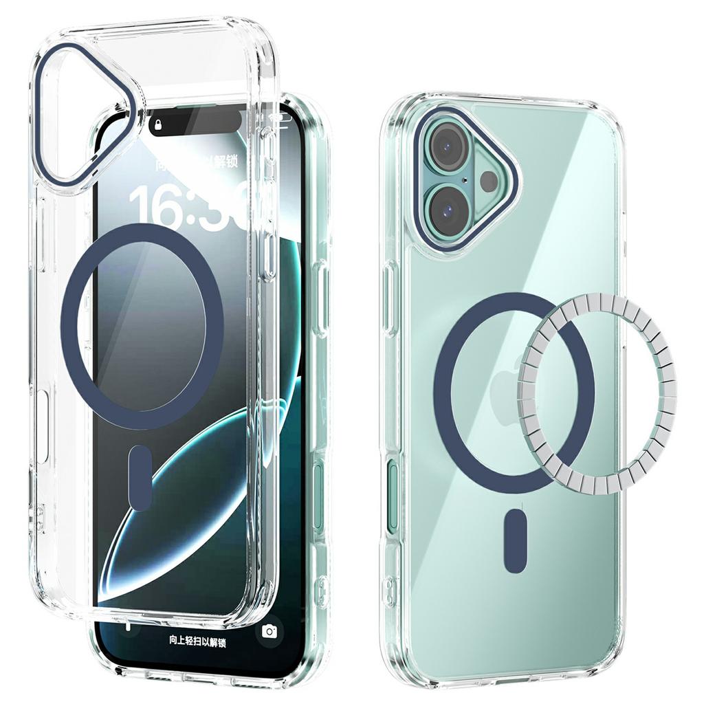 For iPhone 16 Case Compatible with MagSafe Anti Scratch Clear TPU PC Phone Back Cover