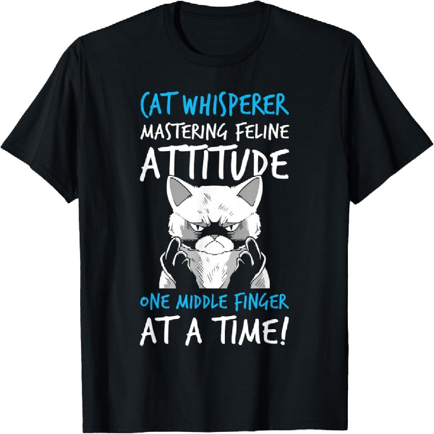 Funny Cat Middle Finger Hilarious Cat In The Car Cats Lover T-Shirt S