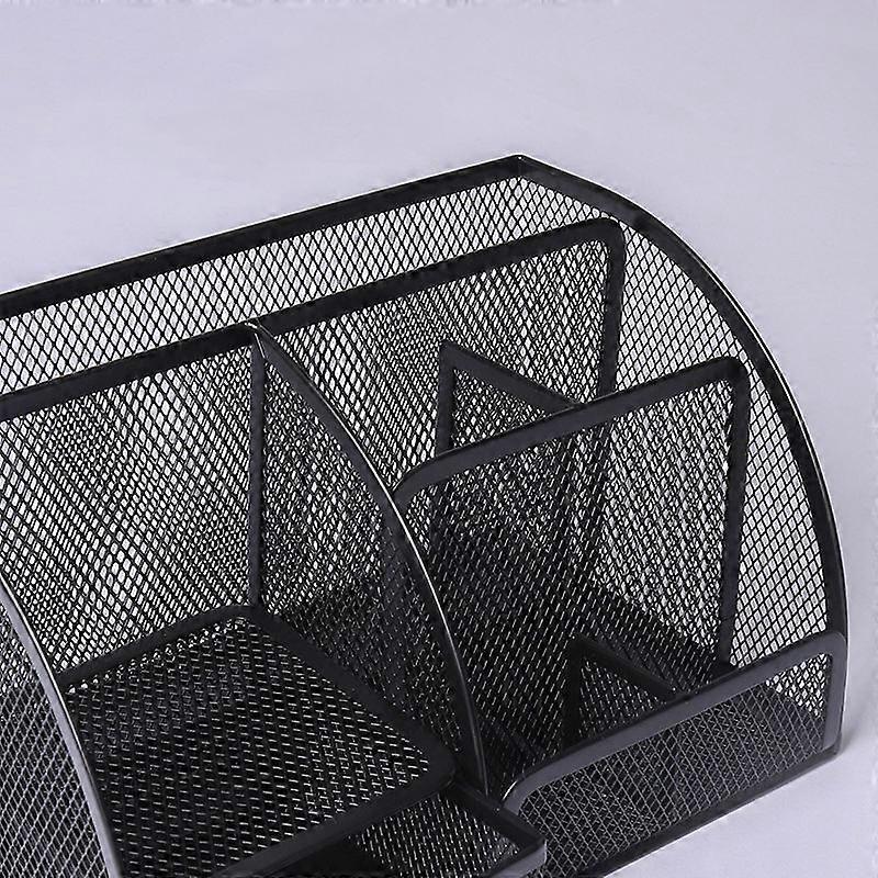 Creative multi-functional three-grid storage box desktop stationery storage box transparent iron grid Black metal pen holder