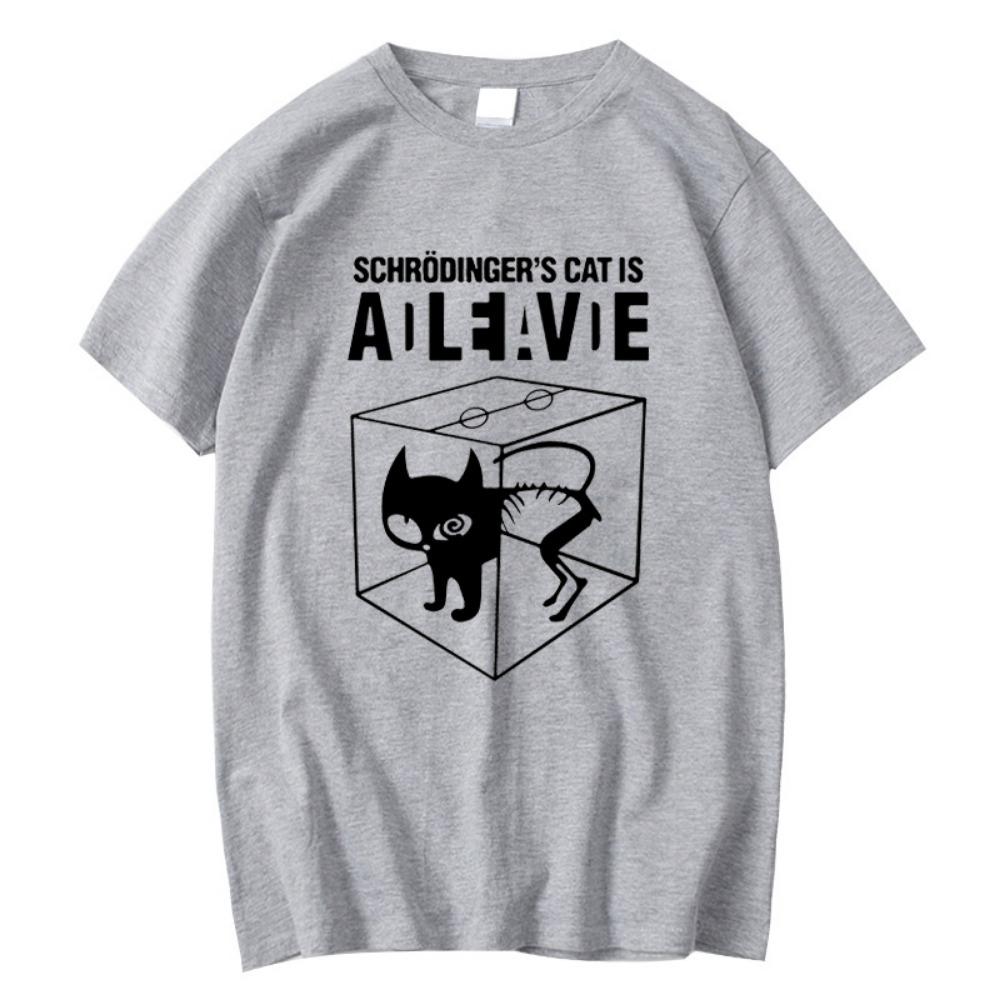 Men's T-shirt Top Quality Schrodinger's Cat Print Summer Short Sleeve Men T Shirt Casual The Big Bang Theory Mens Tshirt
