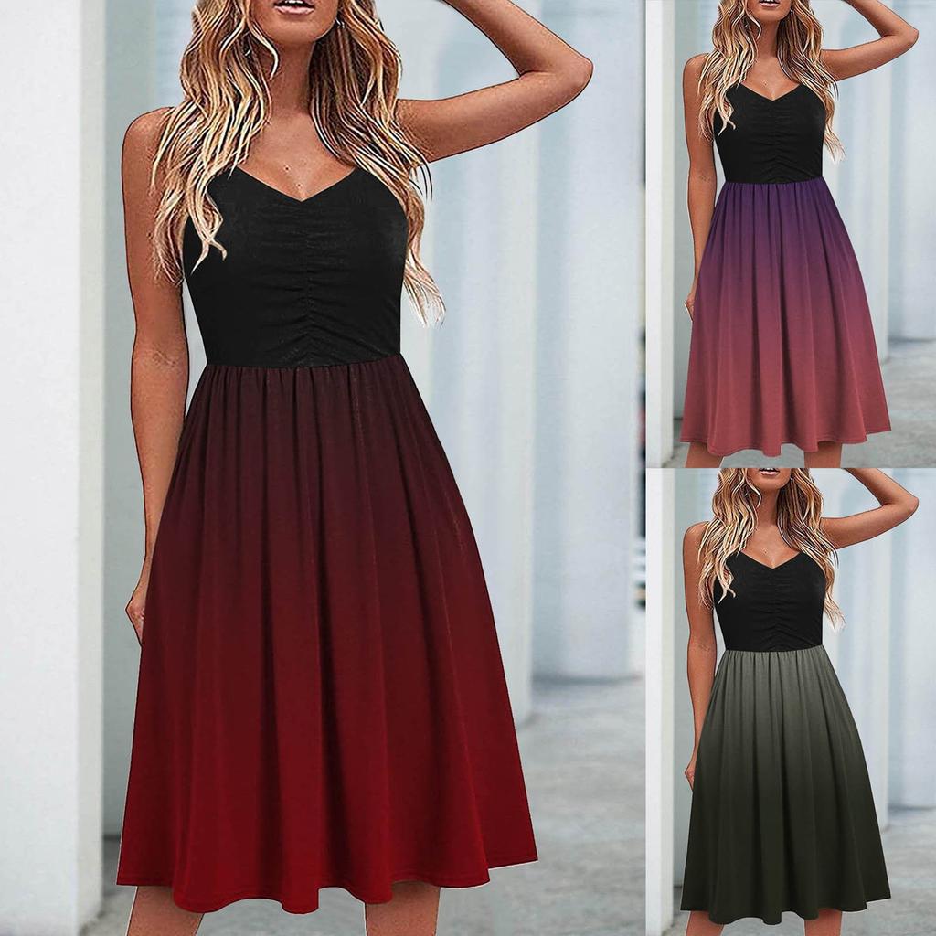 Fashion Women's Printed Midi Length Skirt One-piece Dress