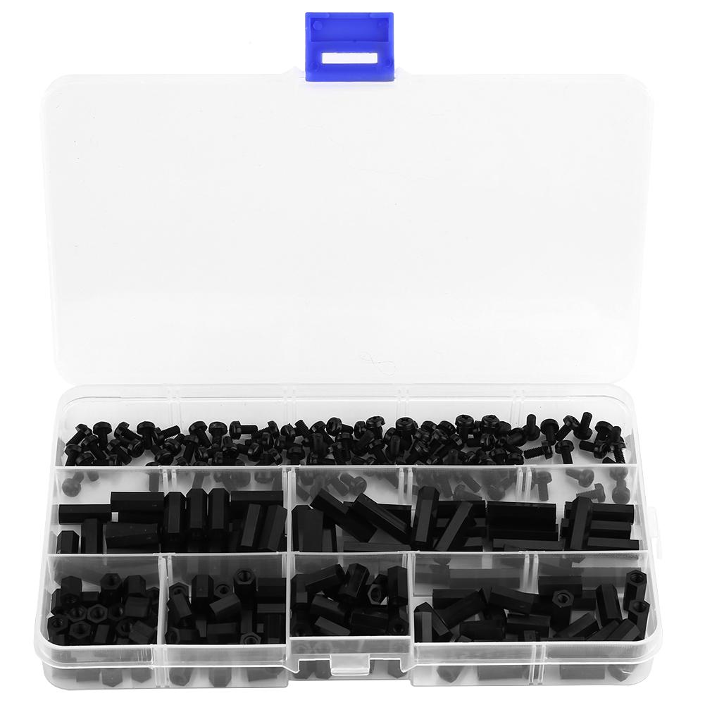 250PCS Nylon M3 Hex Column Male Standoff Spacer Screw Nut Assortment Kit (M3 male standoff A)