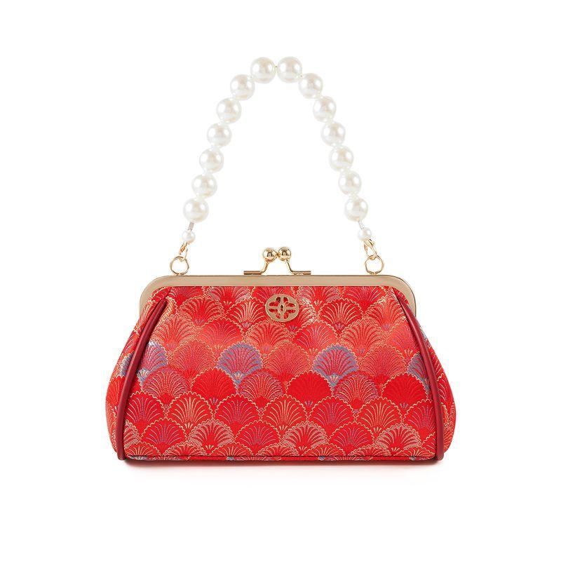 

Pinio High-Grade New Chinese Embroidered Cheongsam Bag 2025 New All-Matching Fashion Pearl Chain Clip Bag Women Red