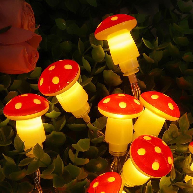 10LED LED Garland 150CM Fairy Lights Home Party Decoration Mushroom Waterproof Warm White Battery Powered String Lights