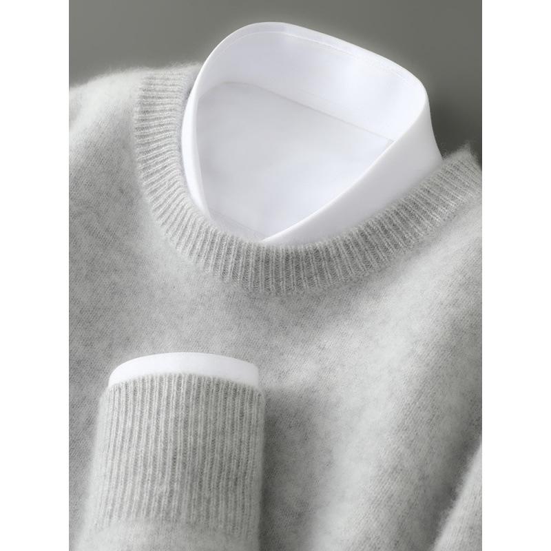 Men's 100% Wool Half-High Neck Sweater - Versatile Natural Fiber Knitwear for Autumn/Winter