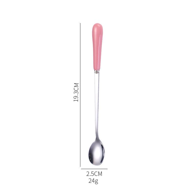 Dessert Espresso Ceramic Handle Stainless Steel Teaspoon Stirrer Coffee Spoons Stirring Tool
