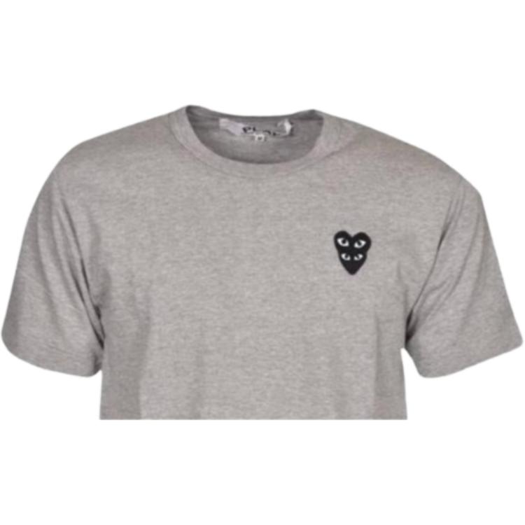 CDG Play T-Shirts Unisex Gray Crew Neck Moderate AZT296-051