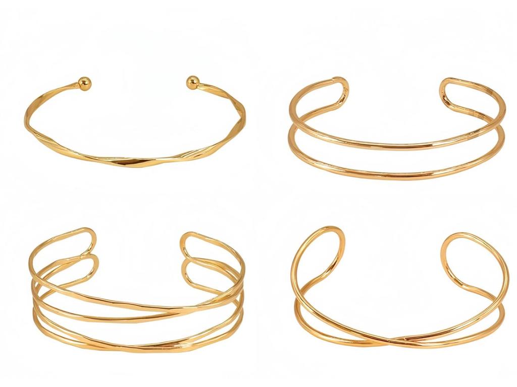 Geometric Open Metal Bangle Set: European & American Style Hand Jewelry