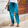 Women Abstract Printing Pants Lace Up Elastic Waist Loose  Trousers Casual Long Pants Trousers with Pockets