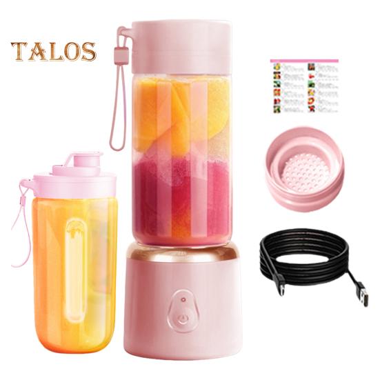 

Мини-соковыжималка для фруктов с лезвиями из нержавеющей стали, большой емкости, без BPA, перезаряжаемый, легко моющийся, беспроводной блендер, электрический миксер B розовый