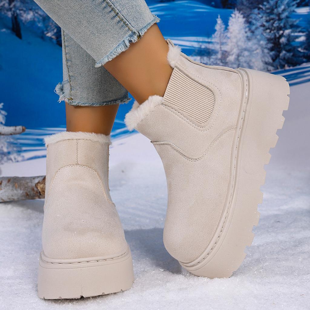 Zimní dámské sněhule Plyšové teplé protiskluzové boty Dámské ploché tenisky Ležérní nazouvací Dámské kotníkové boty Botas Mujer