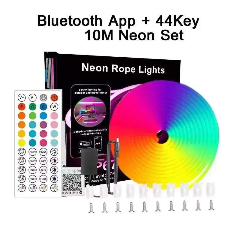 Rgb Neon Led Light Strip Dc24V Outdoor Waterproof 5M 30M 10/15/20 Meters Neon Led Tape Bluetooth App Smart Neon Led Bar Ribbon