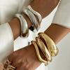 Ingemark Punk Heavy Metal Klobige Glatte Offene Federarmreifen für Damen Kreatives Breites Manschettenarmband Grunge Schmuck Steampunk Herren
