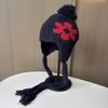 Cute Flower Embroidered Wool Hat Women'S Warm Knitted Hat Sweet Age-Reducing Ear Protector Wool Hat