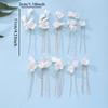 5PCS U-Shape Hairpin with Ceramic Flower Anti-slip Stable Grip Wedding Bridal Headdress for Birthday Stage Party Hairstyle Making