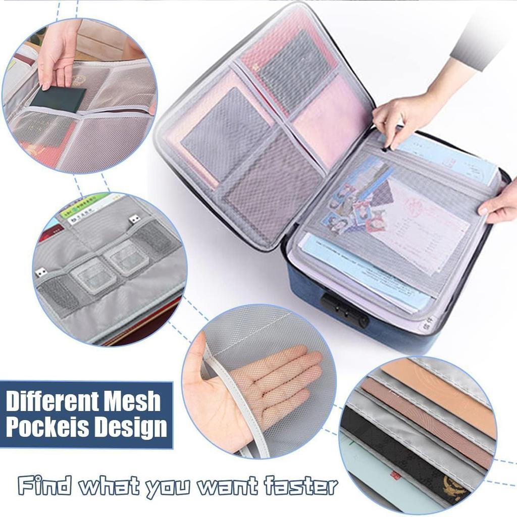 Document briefcase, 3-layer lockable storage bag, men's women's bag, wallet, passport, home security function storage box.-zmt