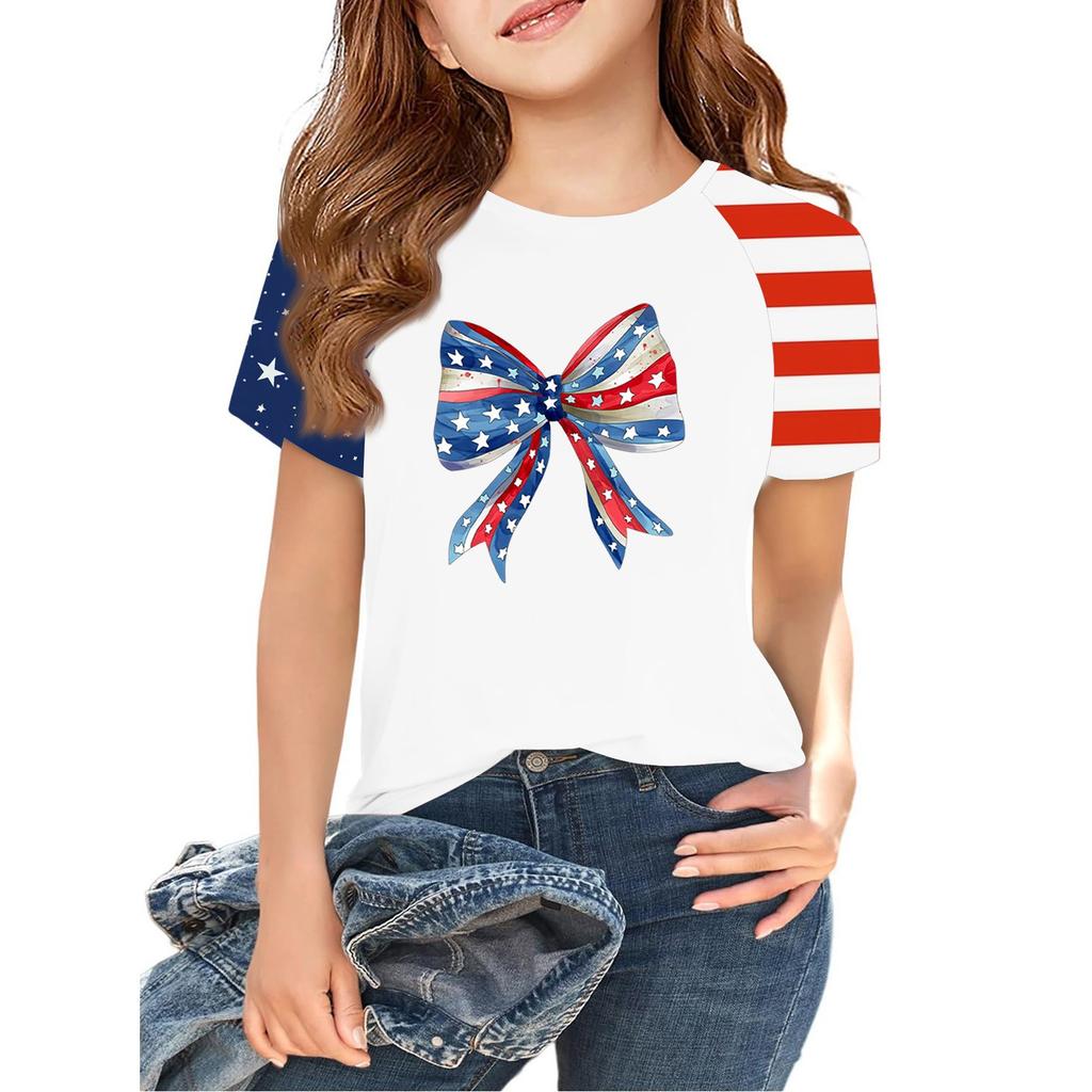 Tops For Youth Kids Boy And Girls 2-10 Years Round Neck Short Sleeve Trendy Tops