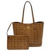 MCM Cognac Visetos Monogram Large Tote Bag with Leather Trim & Central Plaque for Daily & Shopping Use