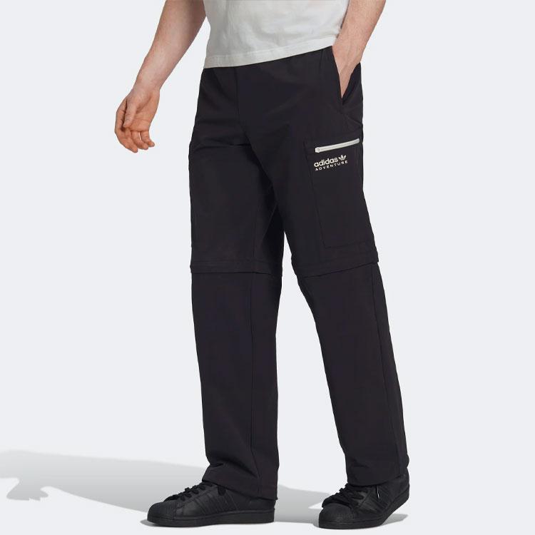 Adidas Originals Trefoil Logo Print Solid Color Detachable Cargo Pants Men Bottoms Black HP1098