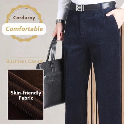 Herren Herbst Winter Hose Schwergewicht Cord Casual Gerade Hose Business Formelle Hose Einfarbig Dick