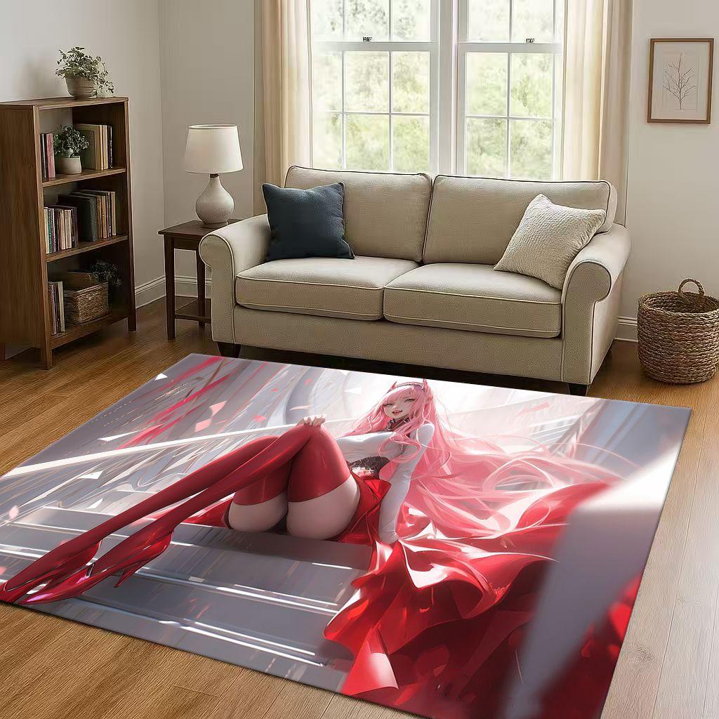 Sexy Girl Zero Two DARLING In The FRANXX Cartoon Living Room Non Slip Area Rug Carpet for Bedroom Sofa,Easy Clean Home Doormat