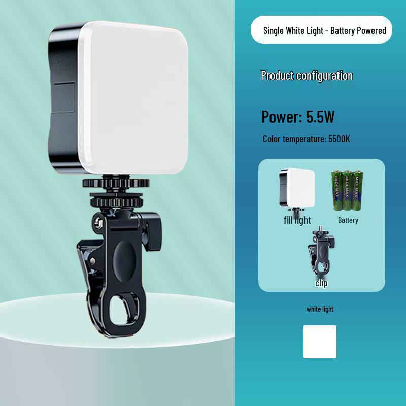 Three-Color RGB Rechargeable Mini Clip Selfie Fill Light for Mobile & Camera