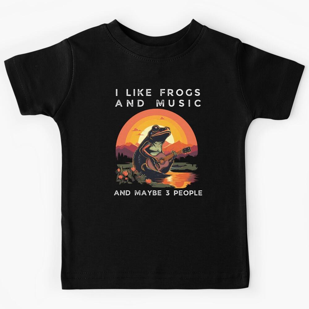 Frog Plays Guitar At Sunset Frogs And Music Kids T-Shirt 130