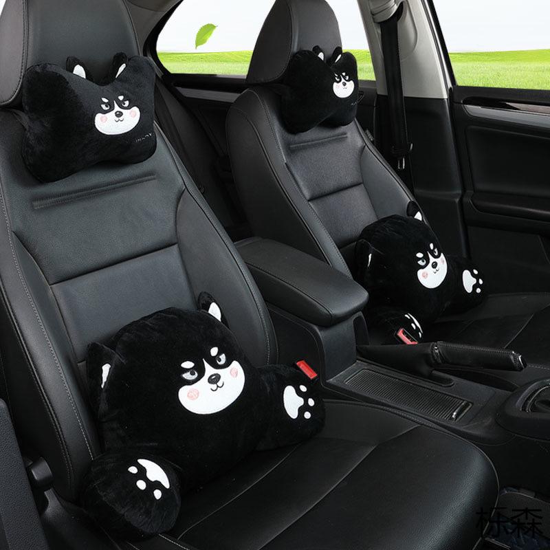 Cute Cartoon Car Headrest and Lumbar Support Pillow Set