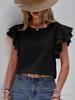 European & American Women's Casual Summer Round Neck Ruffle Batwing Short Sleeve Top