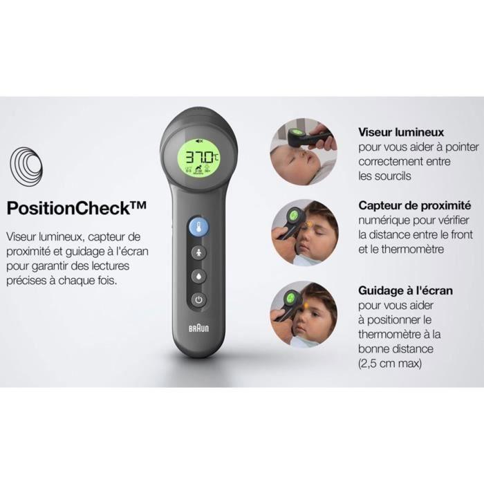 Thermomètre Frontal Sans Contact Affichage Numérique À Code Couleur Précis 2 Seconde Bébé Et Enfant Braun Sensian 7