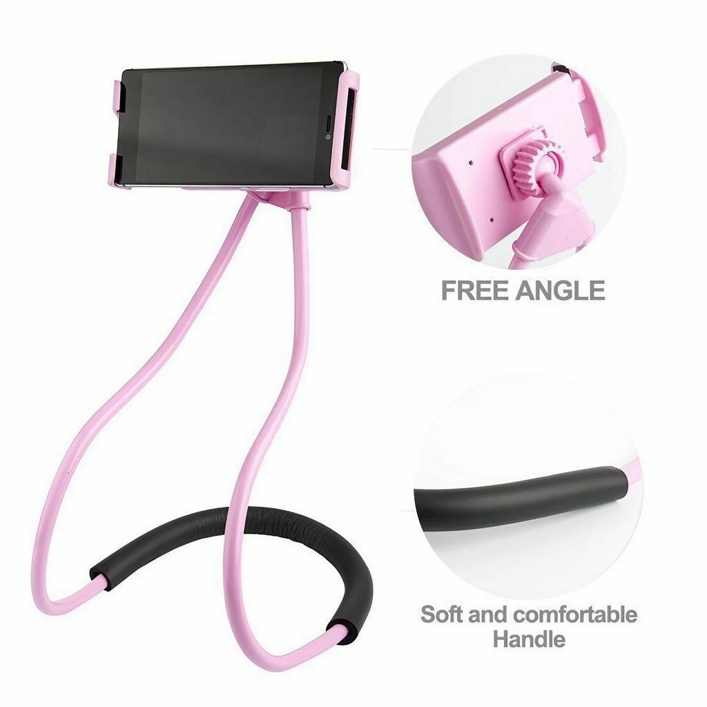 Supporto per Selfie Stick retrattile da appendere al collo, staffa regolabile a rotazione libera a 360°, supporto universale da scrivania, letto, auto, per cellulare pigro