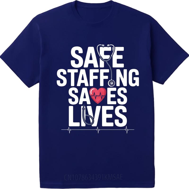 Travel Unisex O Neck Tshirt Vintage Safe Staffing Saves Lives Heart Stethoscope Ecg Basic For Unisex Tshirt Male Summer Teeshirt