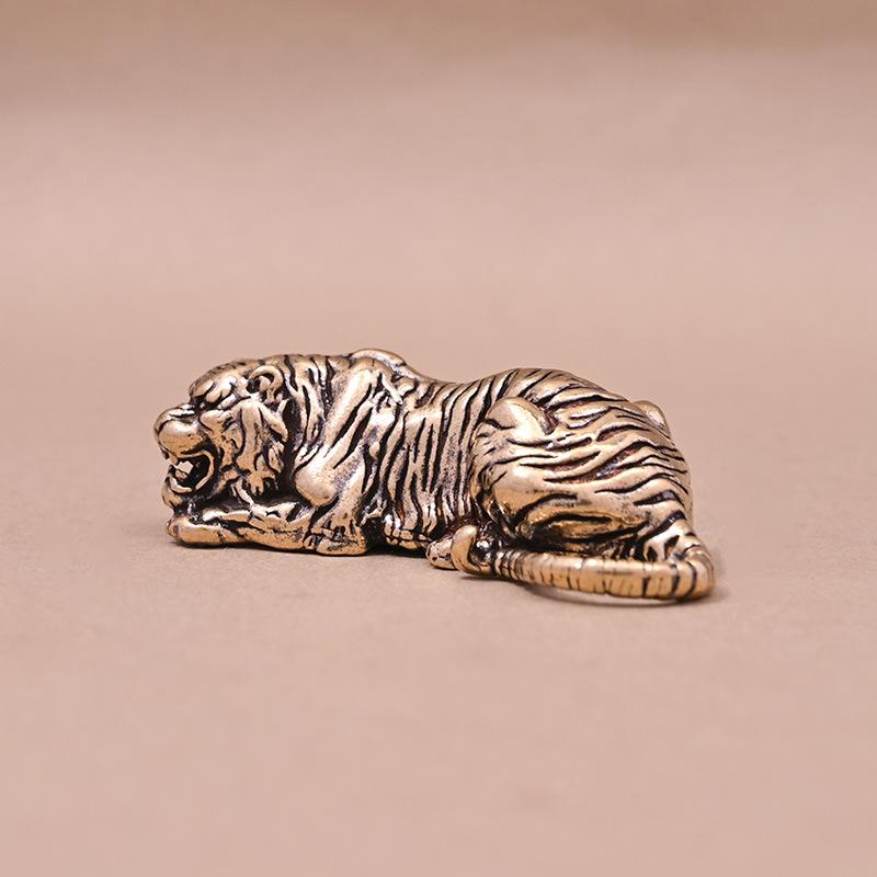 Brass Zodiac Tiger Office Desk Ornament Statue Furniture Tea Pet Decoration Retro Desktop Office Decor