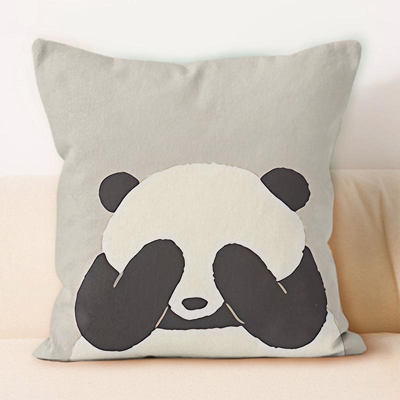 "Cute Panda Riding Rubber Duck Throw Pillow Cover"
