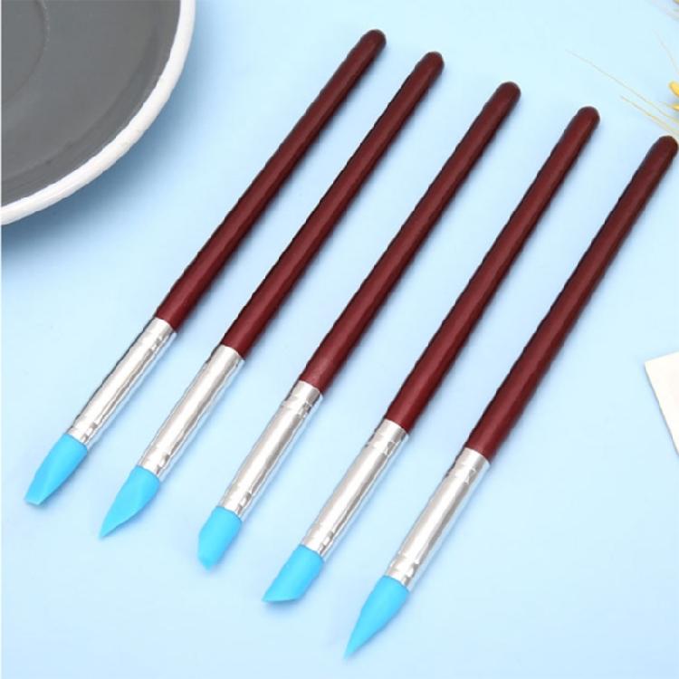 5Pcs Silicone Clay Sculpting Tool Modeling Dotting Tool Pottery Embossing Tool for Rock,Nail,Blending,Drawing,Modeling
