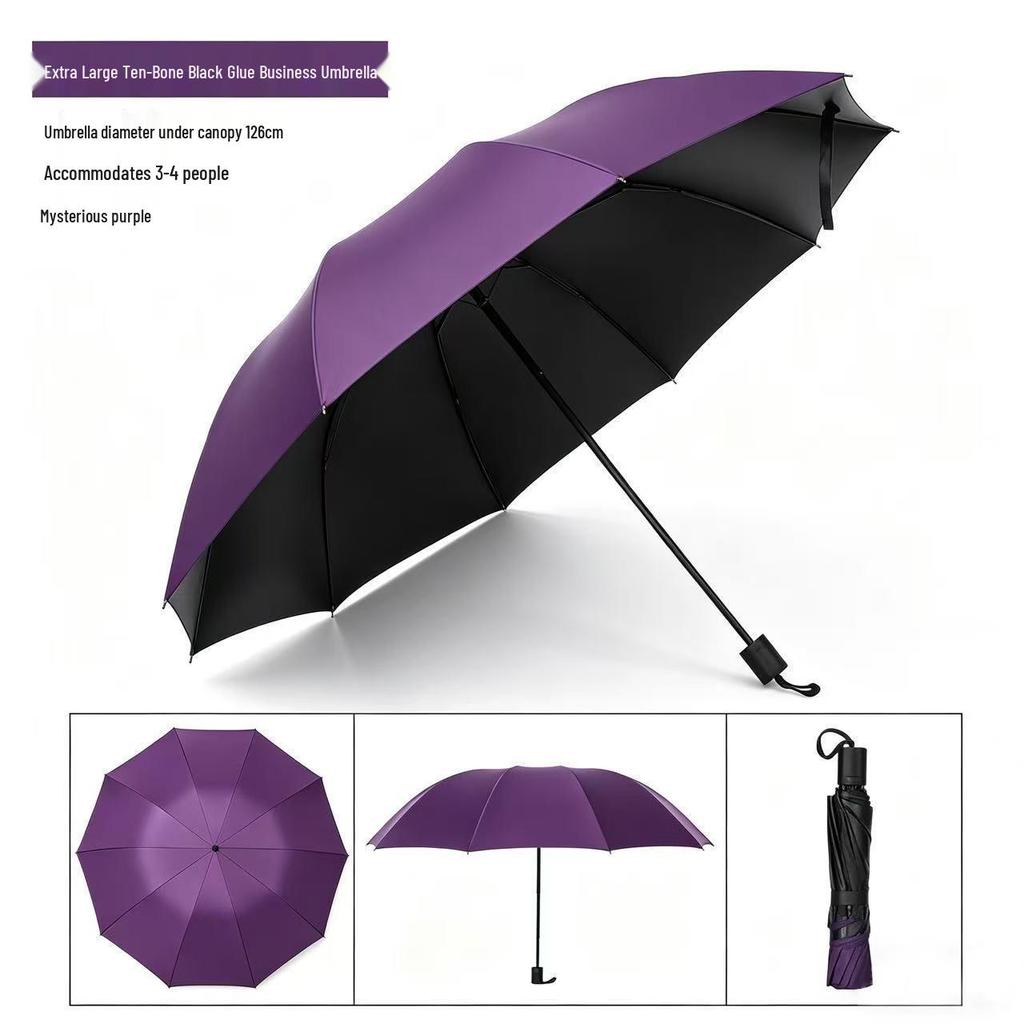 Extra-Large Folding Double Person Sunshade Umbrella with Black Glue Protection